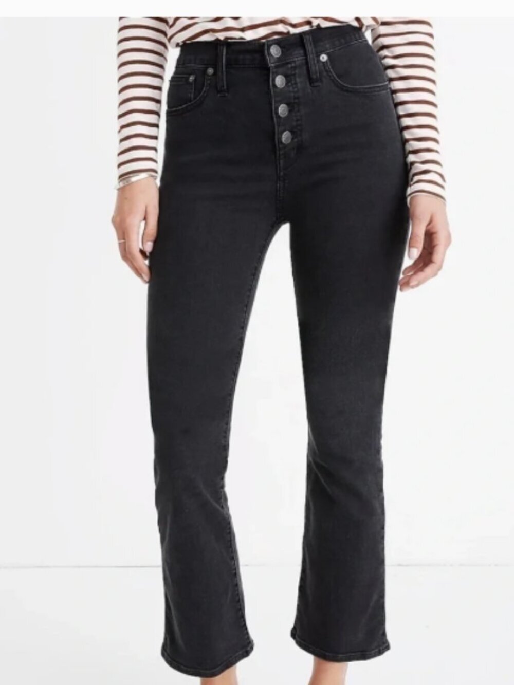 Madewell Cali Demi-Boot Jeans Faded Black High-Rise Size 30 High rise button fly